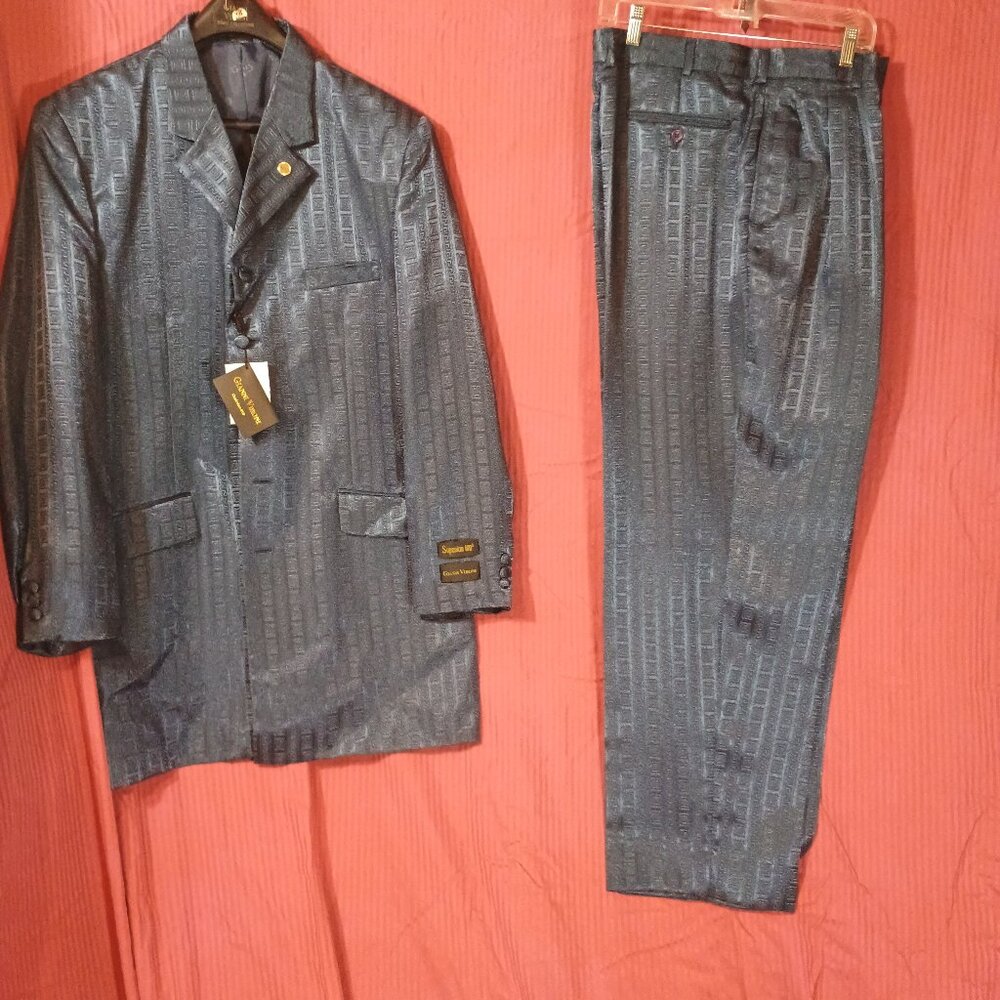 2 Piece Men's Blue Gianni Vironi Suit 46L/40W